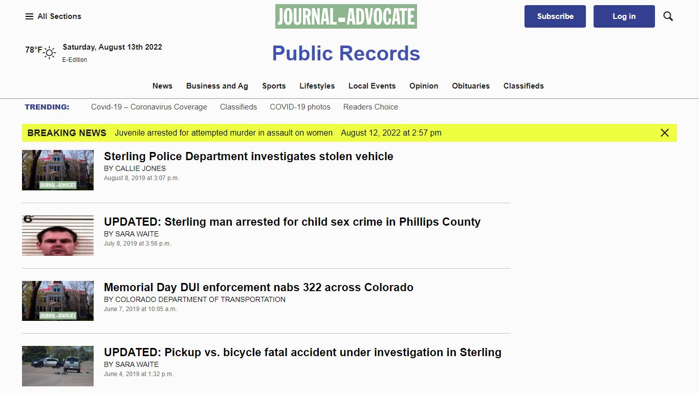 Public Records – Sterling Journal-Advocate