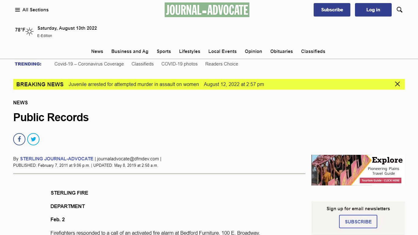 Public Records – Sterling Journal-Advocate