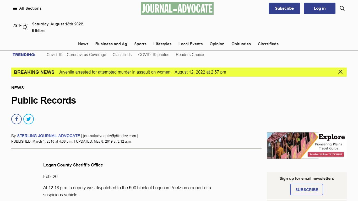 Public Records - Sterling Journal-Advocate