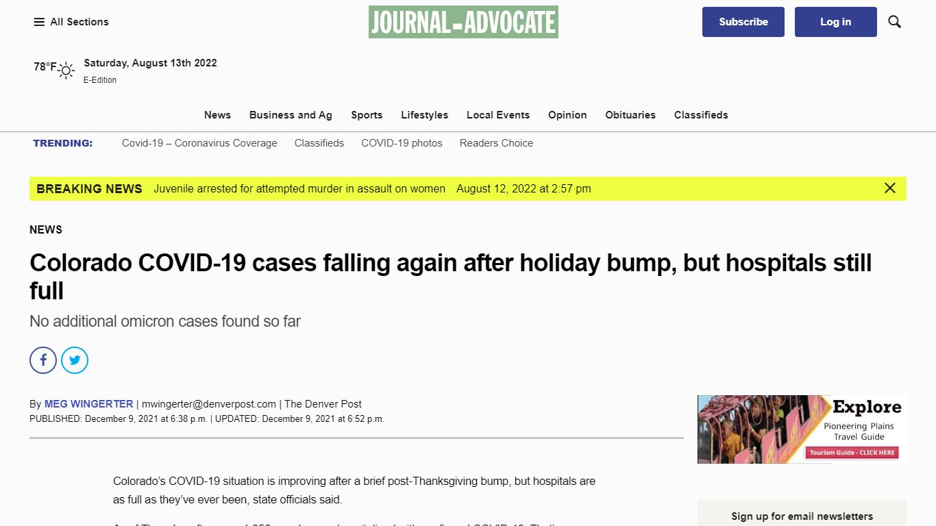 Colorado COVID-19 cases falling ... - journal-advocate.com